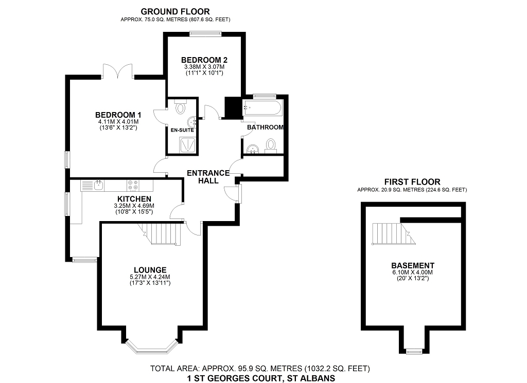 Floorplan for St. Georges Court, St Albans, AL1