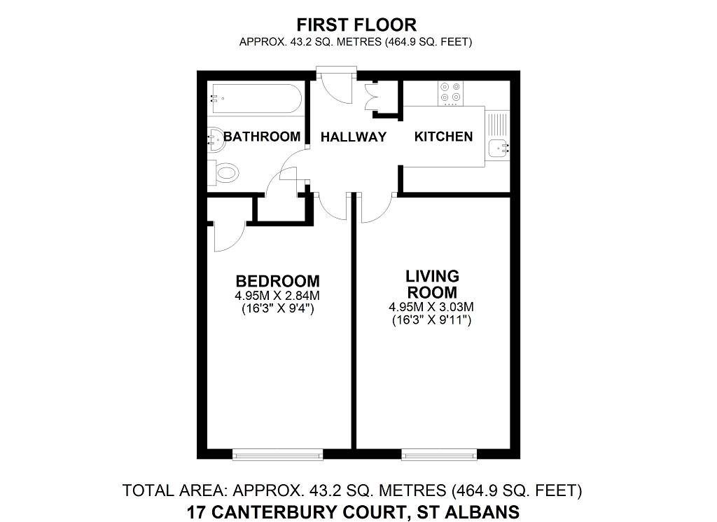 Floorplan for Canterbury Court, Battlefield Road, AL1