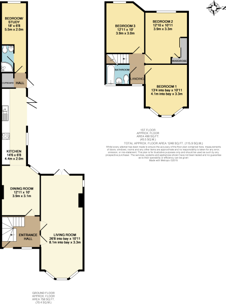 Floorplan for Cornwall Road, St Albans, AL1